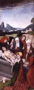 القبر (زيوت جريسيلي على اللوح) بواسطة سيد أسطورة سانت أورسولا (دائرة)