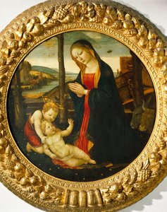 Madonna and Child with St. John (oil on panel) بواسطة سيد ميلر توندو (سمة إلى)