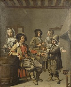 صبي يسكب كأسًا من النبيذ لأحد أبناء البلد ، حوالي عام 1650 (زيت على قماش) بواسطة سيد المواكب