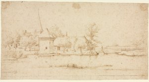 المناظر الطبيعية مع قرية Moated بواسطة سيد المناظر الطبيعية الصغيرة
