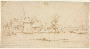 منظر طبيعي بقرية Moated ، 1559-1561. بواسطة سيد المناظر الطبيعية الصغيرة