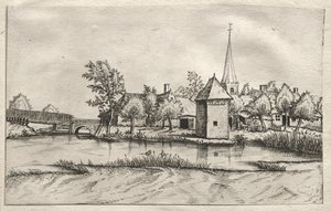 مناظر للقرى في برابانت وكامبين: قرية Moated ، ج. 1561. بواسطة سيد المناظر الطبيعية الصغيرة