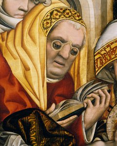 Priest wearing glasses, detail from Circumcision of Christ بواسطة سيد Tucher Altarpiece