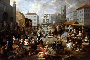 Walking Scene - 18th century painting, Musee de Tessee (Le Mans) بواسطة ماثيوس فان هيلمونت