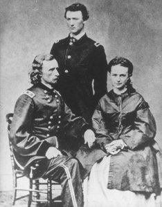 General George A. Custer (1839-76) with his wife, Elizabeth, and his brother, Tom (b/w photo)