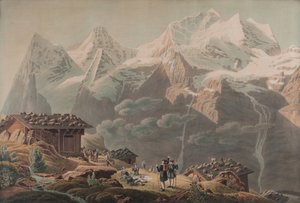 Jungfrau ، و Münch ، و Eiger من Wengernalp 1822 (ألوان مائية)