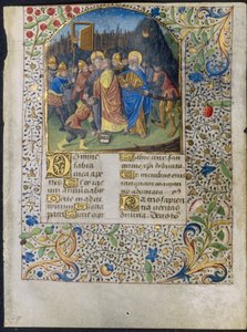ورقة من كتاب ساعات: خيانة المسيح ، ج. 1470-1485. بواسطة Maître François
