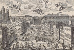 نشرة من كنيسة سانتيسيما ترينيتا دي مونتي المعروفة باسم بيازا دي سبانيا ، 1696. بواسطة ماتيو جريجوريو دي روسي