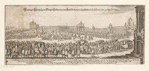 رحيل كاثرين براغانكا إلى إنجلترا في 20 أبريل 1662 Prächtiger Durchzug der Königin Catharina von Gross Britanien ، ولدت في لشبونة في 20 April Ao. 1662 (العنوان على البند) زواج كاثرين براغانسا والملك الإنجليزي تشارلز بواسطة ماثيو مريان (الثاني)