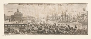 رحيل الأسطول مع كاثرين براغانسا إلى إنجلترا في 20 أبريل 1662 Abildung wie die Königin Catharina von Gross Britanien zu Schiff von Lisabona بعد إنجلترا. Anno 1662 (العنوان على الكائن) زواج كاثرين من براغانسا وإن بواسطة ماثيو مريان (الثاني)