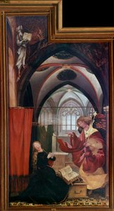 Issenheim Altarpiece (أو Isenheim): لوحات "البشارة" لماثيس نيثاردت جوثاردت ديت ماتياس غرونوالد (1480-1528) (كل شيء) 1512-1516 كولمار ، متحف Unterlinden بواسطة ماتياس (1480 1528) جرونوالد