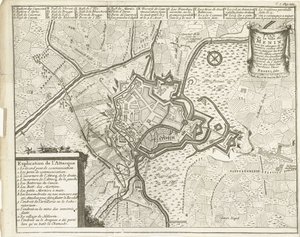 حصار منين 1706 Plan de la Ville de Menin (...) (العنوان على الكائن) بواسطة يوهانس فان أوستيرويك