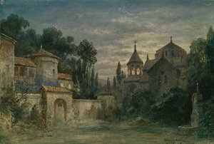 تصميم المسرح للأوبرا The Force of Destiny بقلم G. Verdi ، 1875
