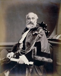 السيد بيرت ، عمدة لندن ، يرتدي ثوبًا قرمزيًا وشارة شريفة وسلسلة ، c1865
