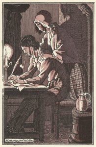 رسم توضيحي لـ Scenes de la Vie de Boheme بواسطة Henri Murger (litho) بواسطة موريس بيرتي
