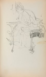 كراسة الرسم الإيطالية: خياطة امرأة جالسة صفحة 153 ، 1898-1899. بواسطة موريس برازيل برندرغاست