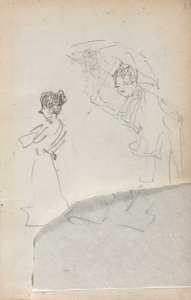 كراسة الرسم الإيطالية: امرأة واقفة في الملف الشخصي ورجل بمظلة صفحة 2 ، 1898-1899.