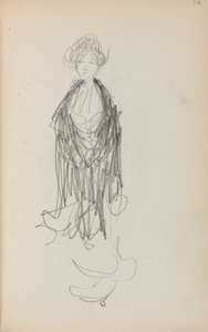 كراسة الرسم الإيطالية: امرأة تقف مع شال الصفحة 54 ، 1898-1899. بواسطة موريس برازيل برندرغاست