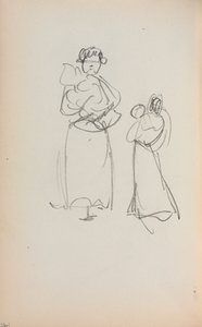 كراسة الرسم الإيطالية: امرأتان واقفتان تحملان الرضع صفحة 140 ، 1898-1899. بواسطة موريس برازيل برندرغاست
