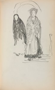 صفحة الرسم الإيطالية: امرأتان قائمتان الصفحة 123 ، 1898-1899. بواسطة موريس برازيل برندرغاست