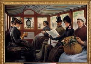 في omnibus الركاب يستقرون في omnibus. لوحة لموريس ديلوندر (القرن التاسع عشر) 1890 صن. 0،66x0،94 م باريس ، متحف كارنافالي بواسطة موريس ديلوندر