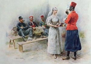 الممرضة المفضلة مع الزواف والجنود خلال الحرب العالمية الأولى ، 1915