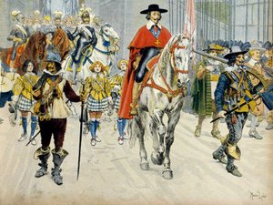 History of France: Entrment of King Louis XIII (1601-1643) and Cardinal Richelieu (Armand Jean du Plessis بواسطة موريس ليلوار