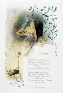 يناير "أغنية الشهر" بقلم جيروم دوسيه ، رسم توضيحي - موريس ليلوار ، محرر. ريمس 1904. إل ميشود بواسطة موريس ليلوار