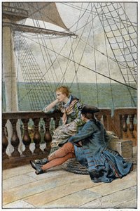 على متن السفينة - في "تاريخ مانون ليسكوت وشوفالييه دي جريوكس" للكاتب الفرنسي لاب بريفوست (1697-1763). نقش بعد رسومات موريس ليلوار (1885). بواسطة موريس ليلوار