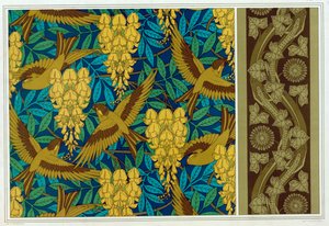 تصميمات للطيور والستارية المعلقة وحدود ورق الحائط مع Lizards و Ivy ، حانة. 1897.