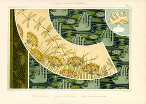 عوالم مائية مع اليعسوب والأزهار والبجع (ليثو) بواسطة موريس بيلارد فيرنويل