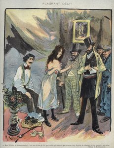 رسم توضيحي لموريس راديجيه (1866-1941) للمجلة الفرنسية "Le Rire" "رقم 46 de 1895 -" "Flagrant Delit" "- مفوض بن مسيو ، إنه قانون مضحك يحظر بمقدار 35 درجة من الحرارة من يشعر بالراحة "" بواسطة موريس راديجيت