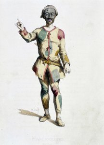 يستمد Harlequin (Arlechino) من "" Masques et bouffons "(الكوميديا الإيطالية) ، والنصوص والرسومات التي كتبها موريس ساند ، والمطبوعات التي كتبها A.Manceau ، ومقدمة بقلم جورج ساند