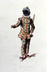 Harlequin في 1671. موريس ساند "" الأقنعة والمهرجين "باريس القرن التاسع عشر. (كان موريس ساند ابن جورج ساند).