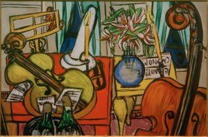 Stilleben mit Cello und Bassgeige بواسطة ماكس بيكمان