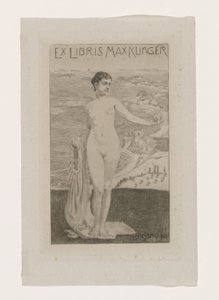 Ex libris van Max Klinger. السابق ليبريس فان ماكس كلينغر Lo sono io (العنوان على الكائن) بواسطة ماكس كلنجر
