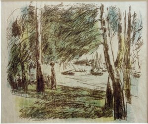 M.Liebermann ، المناظر الطبيعية في Wannsee مع القوارب الشراعية بواسطة ماكس ليبرمان