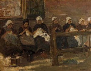 خياطة الفتيات في Huyzen - دراسة بسبعة أرقام. 1889 بواسطة ماكس ليبرمان