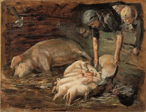 Pigsty ، حضانة لحم الخنزير ، حضانة ، 1887 بواسطة ماكس ليبرمان