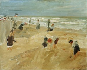أطفال يلعبون على الشاطئ في Noordwijk (مشهد الشاطئ في No بواسطة ماكس ليبرمان