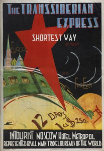 ملصق عبر Transsiberian لشركة Intourist ، 1930