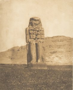 تم ترميم تمثال أمينوفيس الثالث ، في تمثال طيبة الصوتي أو تمثال ممنون العملاق ، 1849-50. بواسطة ماكسيم دو كامب