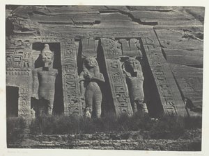إبسامبول ، الجزء الشمالي من سبيوس حتحور ، النوبة ، 184951 ، طُبع عام 1852. بواسطة ماكسيم دو كامب