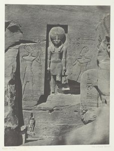 إبسامبول ، منحوتات مدخل سبيوس فريه ، النوبة ، 184951 ، طبعت عام 1852. بواسطة ماكسيم دو كامب