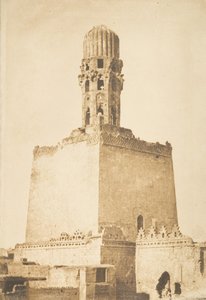 المئذنة الغربية لمسجد خليفة الحاكم ، القاهرة ، 9 يناير 1850. بواسطة ماكسيم دو كامب