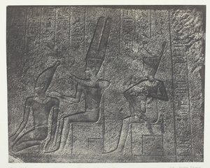 قصر الكرنك ، منحوتات خارجية للحرم الجرانيت ، طيبة ، 184951 ، طبعت عام 1852. بواسطة ماكسيم دو كامب