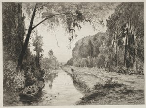 القناة في Pont Sainte-Maxence ، ج. 1878. بواسطة مكسيم لالان