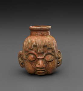 قارورة رأس دمية ، 600-900 ميلادي (سيراميك) بواسطة المايا المايا