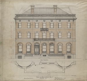 منزل بريان لاثروب ، شيكاغو ، إلينوي ، مخطط الارتفاع الأمامي والتراس ، 1892. بواسطة ميد و وايت مكيم
