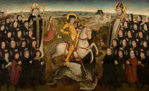 أعضاء نقابة القوس والنشاب الكبير للماليني ، حوالي 1500 (زيت على لوح) بواسطة ميستر فان دي ميتشيلسي سينت جوريسجيلد